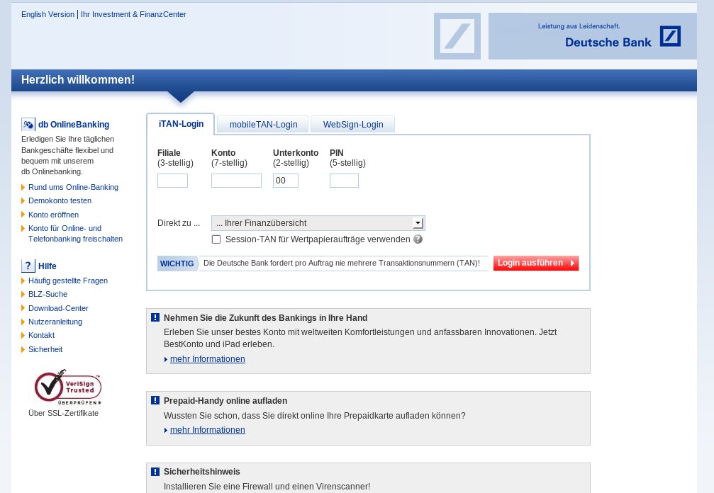 Meine Deutsche Bank Online Banking